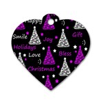 New Year pattern - purple Dog Tag Heart (Two Sides) Front