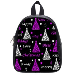 New Year Pattern - Purple School Bags (small)  by Valentinaart