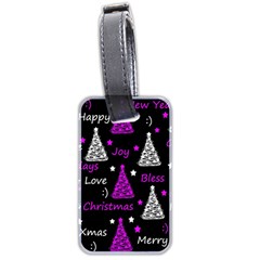 New Year Pattern - Purple Luggage Tags (two Sides) by Valentinaart