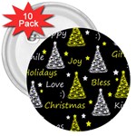 New Year pattern - yellow 3  Buttons (10 pack)  Front