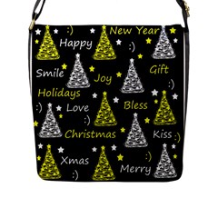New Year Pattern - Yellow Flap Messenger Bag (l)  by Valentinaart