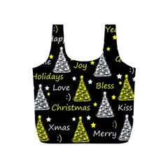 New Year Pattern - Yellow Full Print Recycle Bags (s)  by Valentinaart