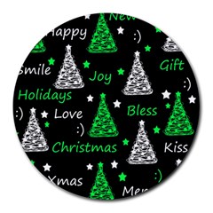 New Year Pattern - Green Round Mousepads