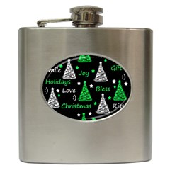 New Year Pattern - Green Hip Flask (6 Oz) by Valentinaart