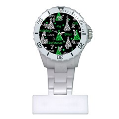 New Year Pattern - Green Plastic Nurses Watch