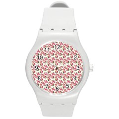 Gorgeous Pink Flower Pattern Round Plastic Sport Watch (m) by Brittlevirginclothing