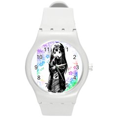 Shy Anime Girl Round Plastic Sport Watch (m) by Brittlevirginclothing