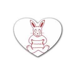 Cute Rabbit With I M So Cute Text Banner Heart Coaster (4 Pack)  by dflcprints