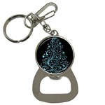 Elegant Blue Christmas Tree Black Background Bottle Opener Key Chains Front