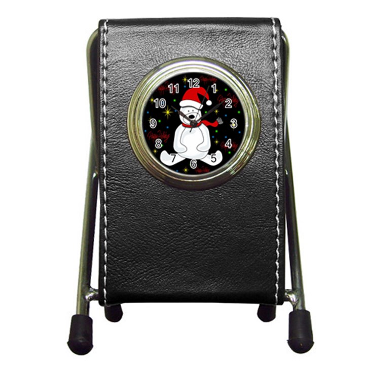 Polar bear - Xmas design Pen Holder Desk Clocks