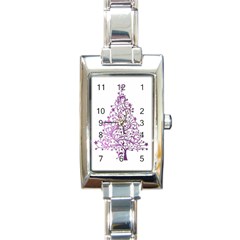 Elegant Starry Christmas Pink Metallic Look Rectangle Italian Charm Watch by yoursparklingshop