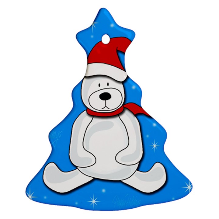 Polar bear - blue Christmas Tree Ornament (2 Sides)