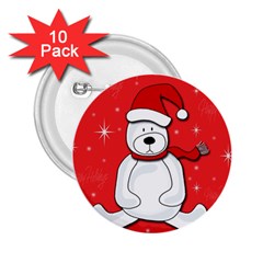 Polar Bear - Red 2 25  Buttons (10 Pack)  by Valentinaart