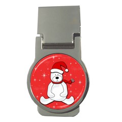 Polar Bear - Red Money Clips (round)  by Valentinaart