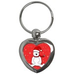 Polar bear - red Key Chains (Heart)  Front