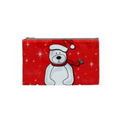 Polar Bear - Red Cosmetic Bag (small)  by Valentinaart