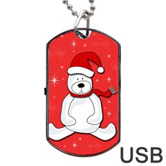 Polar Bear - Red Dog Tag Usb Flash (two Sides)  by Valentinaart