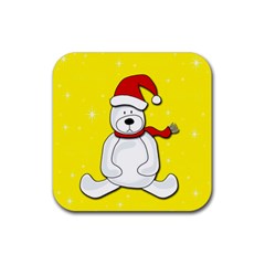 Polar Bear - Yellow Rubber Coaster (square)  by Valentinaart