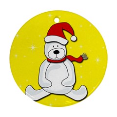 Polar Bear - Yellow Round Ornament (two Sides)  by Valentinaart