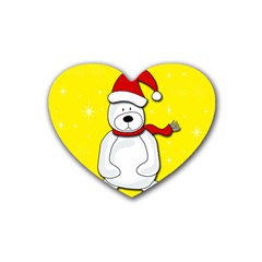 Polar Bear - Yellow Heart Coaster (4 Pack)  by Valentinaart