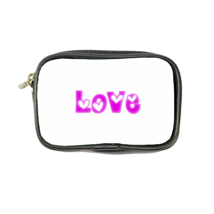 Pink Love Hearts Typography Coin Purse