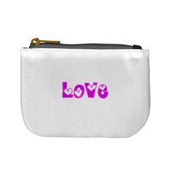 Pink Love Hearts Typography Mini Coin Purses by yoursparklingshop