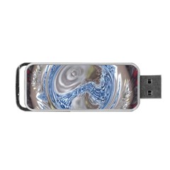 Silver Gray Blue Geometric Art Circle Portable Usb Flash (one Side)