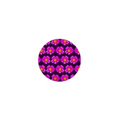Pink Flower Pattern On Wine Red 1  Mini Buttons