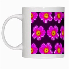 Pink Flower Pattern On Wine Red White Mugs