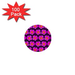 Pink Flower Pattern On Wine Red 1  Mini Buttons (100 pack) 