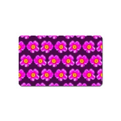 Pink Flower Pattern On Wine Red Magnet (Name Card)