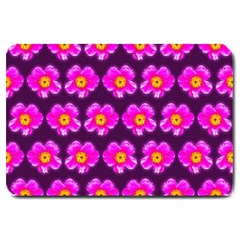 Pink Flower Pattern On Wine Red Large Doormat 