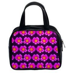 Pink Flower Pattern On Wine Red Classic Handbags (2 Sides)