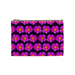 Pink Flower Pattern On Wine Red Cosmetic Bag (Medium) 