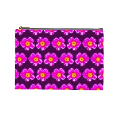 Pink Flower Pattern On Wine Red Cosmetic Bag (Large) 