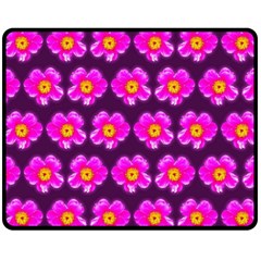 Pink Flower Pattern On Wine Red Fleece Blanket (Medium) 