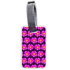 Pink Flower Pattern On Wine Red Luggage Tags (One Side) 