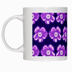 Purple Flower Pattern On Blue White Mugs