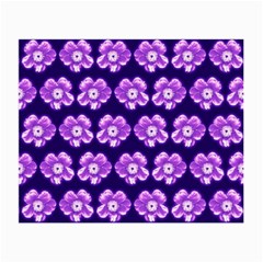 Purple Flower Pattern On Blue Small Glasses Cloth