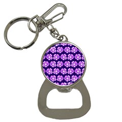 Purple Flower Pattern On Blue Button Necklaces