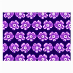 Purple Flower Pattern On Blue Large Glasses Cloth