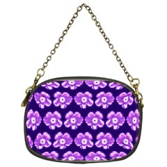 Purple Flower Pattern On Blue Chain Purses (One Side) 