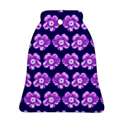 Purple Flower Pattern On Blue Bell Ornament (2 Sides)