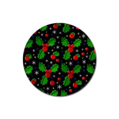 Xmas Magical Pattern Rubber Coaster (round)  by Valentinaart