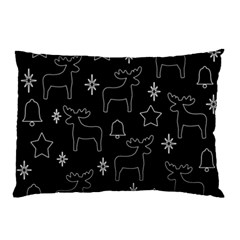 Black Xmas Pattern Pillow Case (two Sides) by Valentinaart