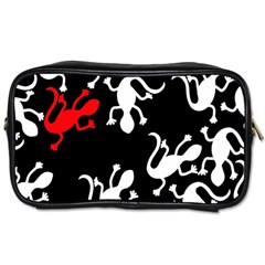 Red Lizard Toiletries Bags by Valentinaart