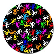 Colorful Lizards Pattern Magnet 5  (round) by Valentinaart