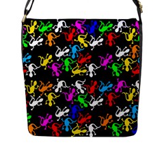 Colorful Lizards Pattern Flap Messenger Bag (l)  by Valentinaart