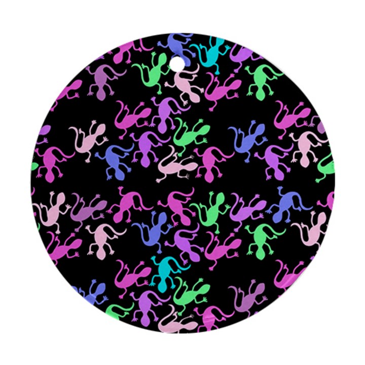 Purple lizards pattern Round Ornament (Two Sides) 