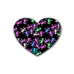 Purple Lizards Pattern Heart Coaster (4 Pack)  by Valentinaart